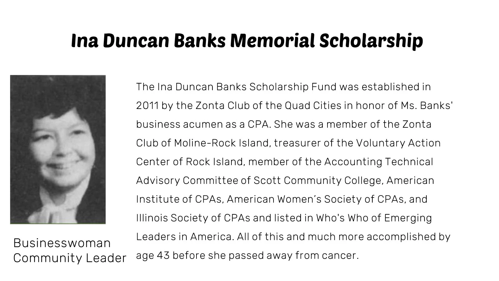 Ina Duncan Banks Memorial Scholarship