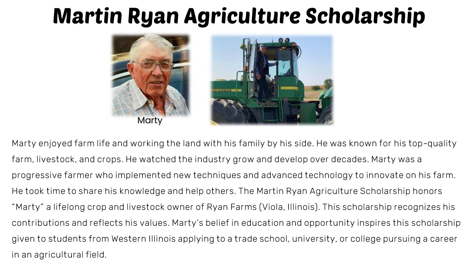 Martin Ryan Agriculture Scholarship