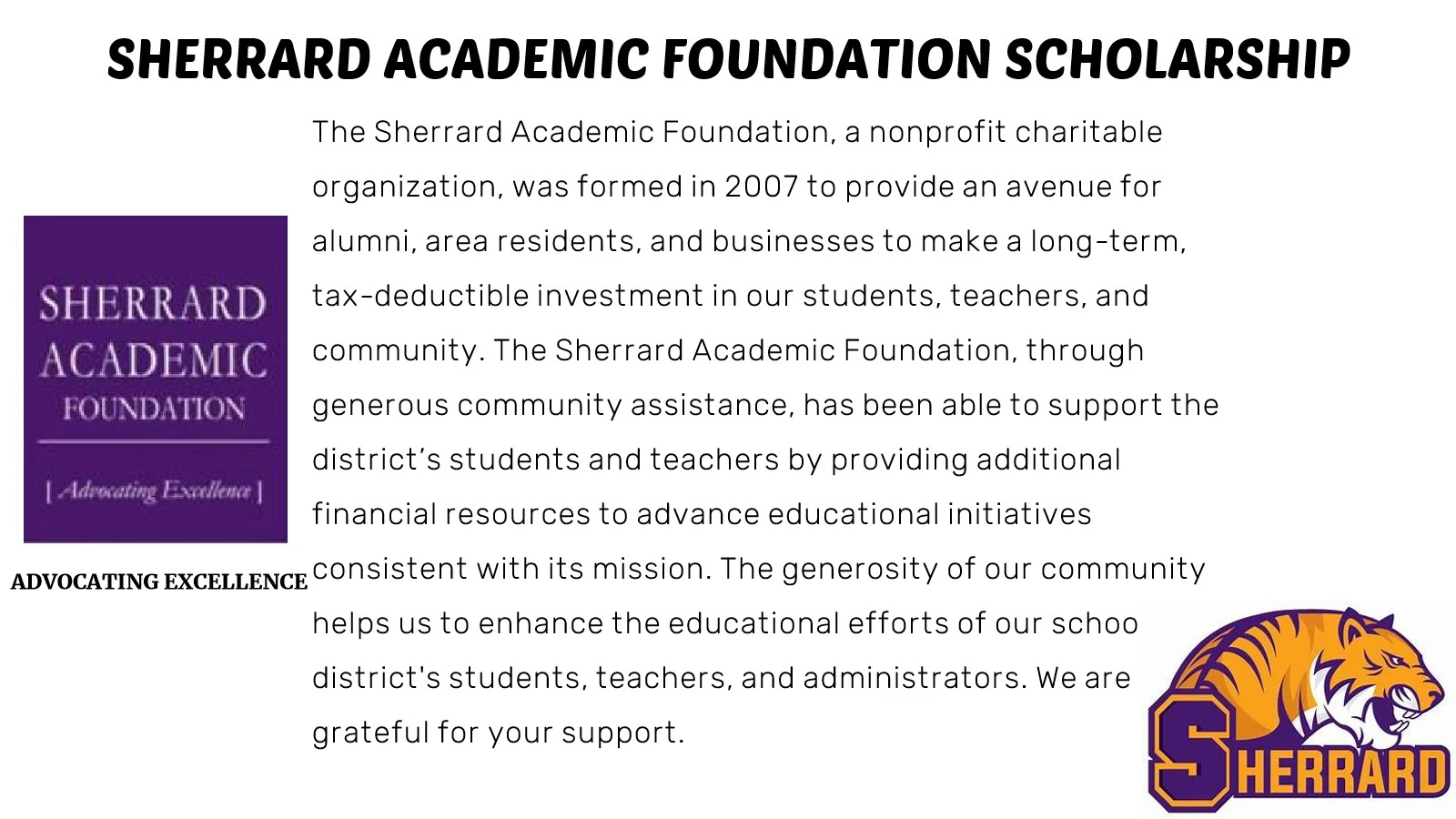 Sherrard Academic Foundation Scholarship