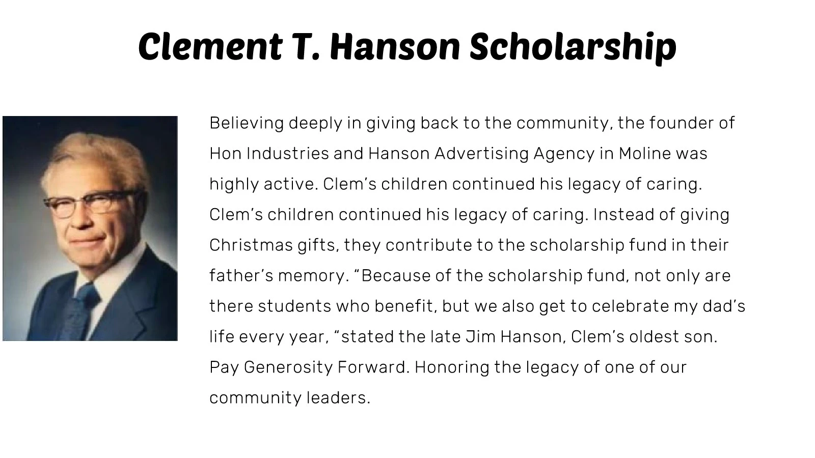 Clement T. Hanson Scholarship